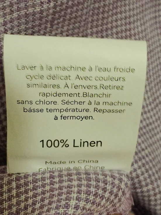 Lintico Linen Sleeveless Cap Shoulder Washed Maxi Dress Lilac Mini Gingham L - Picture 7 of 8